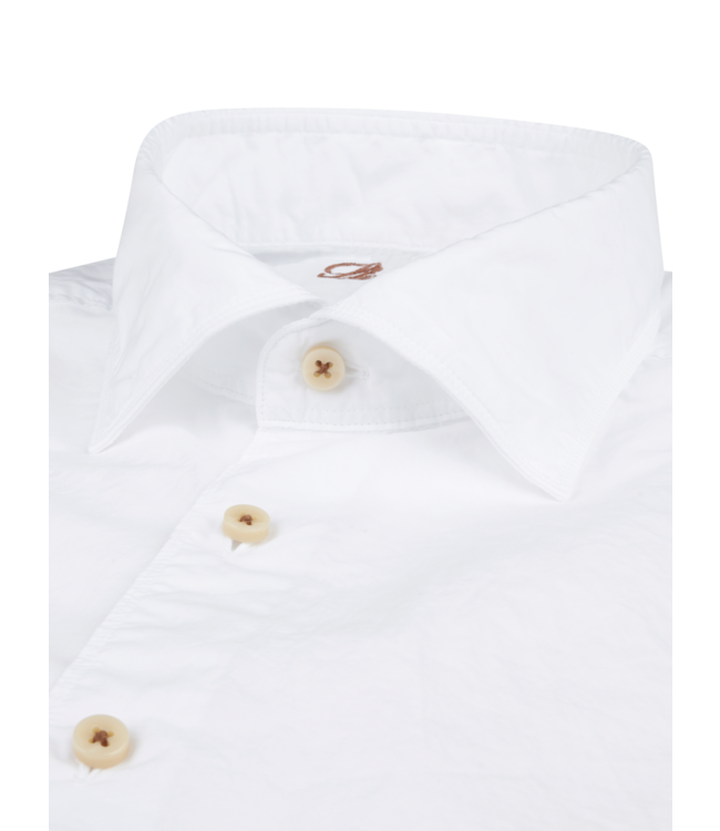 Stenstroms Overhemd, Poplin Katoen, Lange Mouw, Wit, Slimline