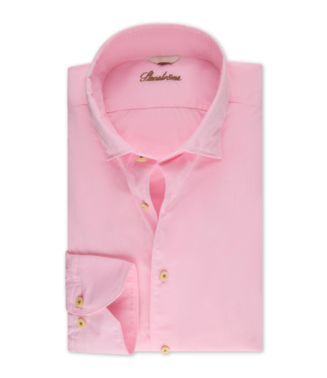 Stenstroms Overhemd, Poplin Katoen, Lange Mouw, Roze, Slimline
