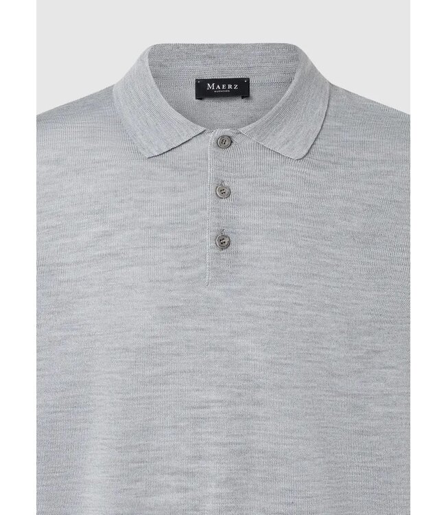 Maerz Munchen Polo, Lange Mouw, Merino Wol, Lichtgrijs