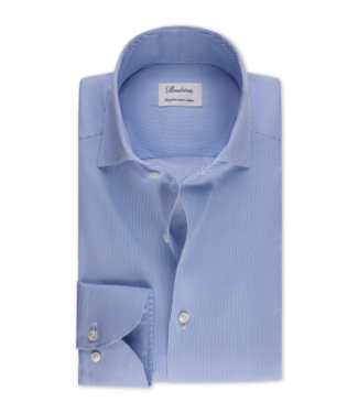 Stenstroms Stenstroms, Overhemd, Schiller Kraag, Lange Mouw, Twill Katoen, Wit, Lichtblauw, Pinstripe, Slimline