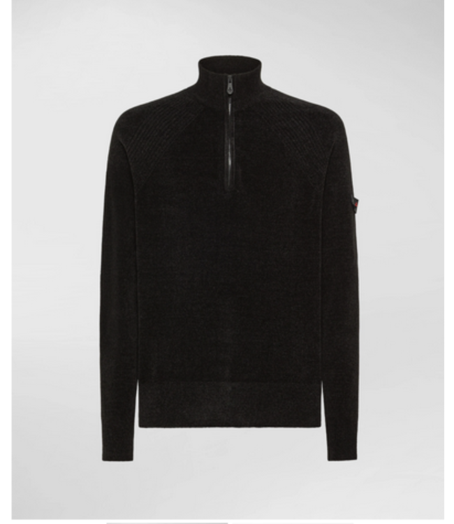 Peuterey Trui, Half Zip, Chenille, Donkerblauw