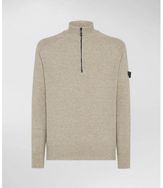 Peuterey Peuterey, Trui, Half-Zip, Mouline, Beige Gemeleerd