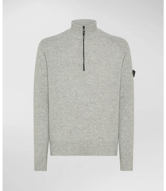 Peuterey Trui, Half-Zip, Mouline, Grijs Gemeleerd