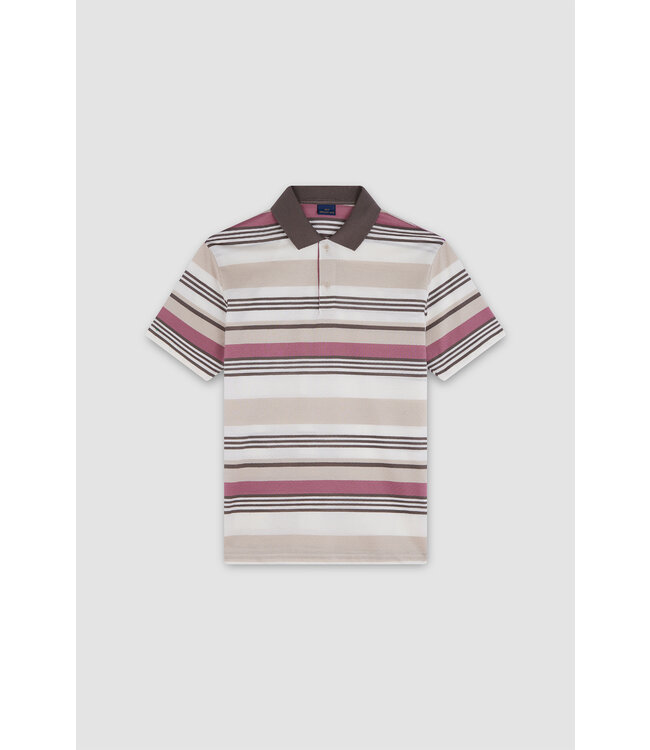 Paul & Shark Polo, Korte Mouw, Beige, Taupe, Oud Roze Gestreept