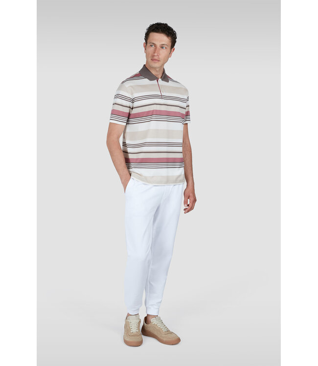 Paul & Shark Polo, Korte Mouw, Beige, Taupe, Oud Roze Gestreept