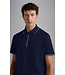 Paul & Shark Polo met Rits-Sluiting, Korte Mouw, Tone-on-Tone Dubbel Pique Katoen, Donkerblauw
