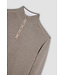 Paul & Shark Half Zip Trui, Katoen en Cashmere Mix, Beige met beige Lederen Accenten