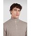 Paul & Shark Half Zip Trui, Katoen en Cashmere Mix, Beige met beige Lederen Accenten