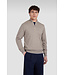 Paul & Shark Half Zip Trui, Katoen en Cashmere Mix, Beige met beige Lederen Accenten