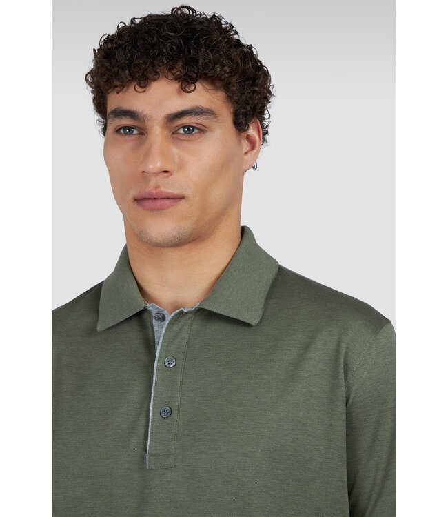 Paul & Shark Polo, Korte Mouw, Pique Katoen met Linnen Details, Groen