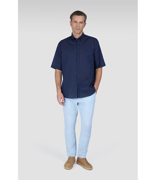 Paul & Shark Overhemd, Korte Mouw, Donkerblauw, Contrast Kraag