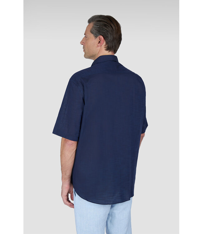 Paul & Shark Overhemd, Korte Mouw, Donkerblauw, Contrast Kraag