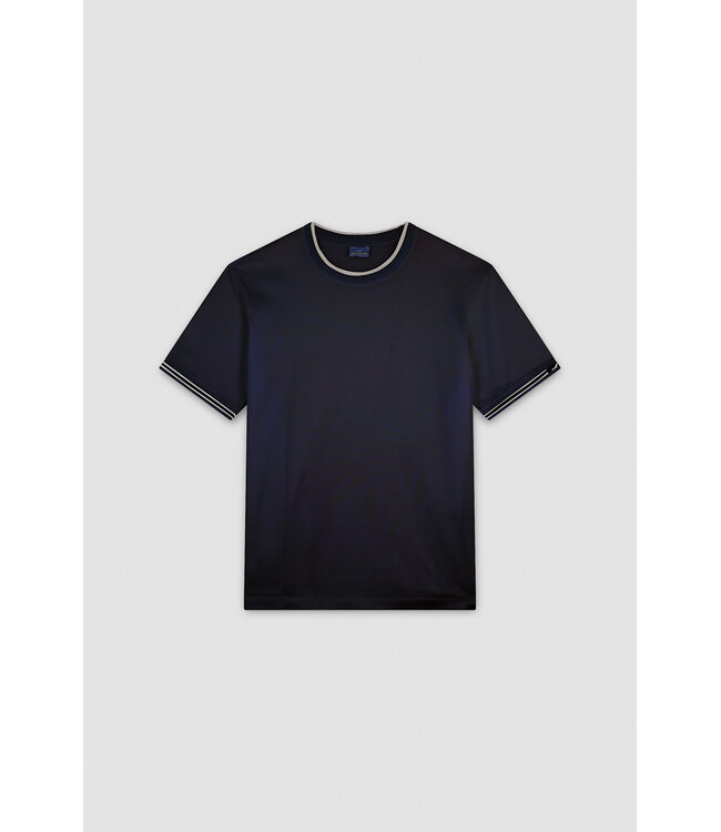 Paul & Shark T-Shirt, Piqué, Gemerceriseerd Katoen, Kleur Donkerblauw, Zilver Accenten