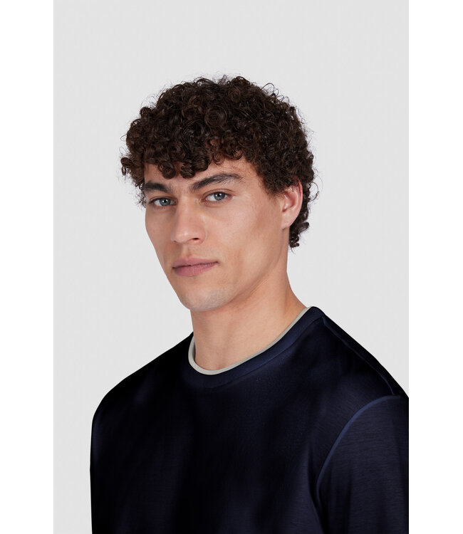 Paul & Shark T-Shirt, Piqué, Gemerceriseerd Katoen, Kleur Donkerblauw, Zilver Accenten