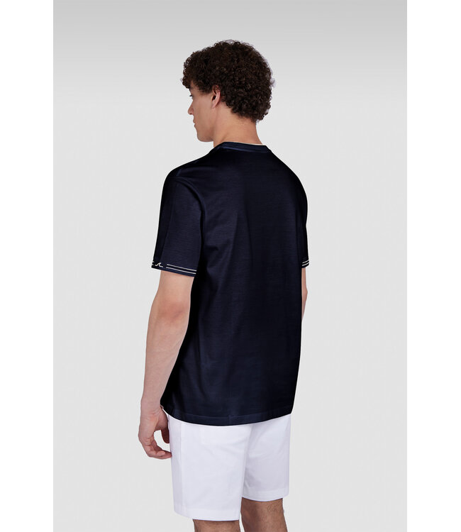 Paul & Shark T-Shirt, Piqué, Gemerceriseerd Katoen, Kleur Donkerblauw, Zilver Accenten