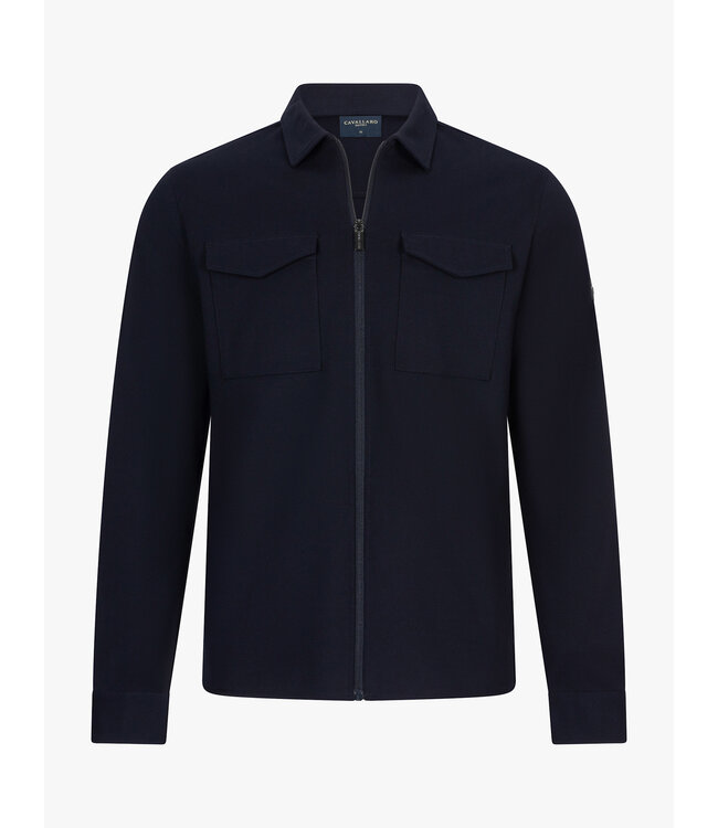 Cavallaro Napoli Overshirt met Rits, Bamboe-blend, Stretch, Donkerblauw
