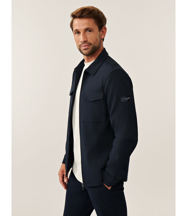 Cavallaro Napoli Overshirt met Rits, Bamboe-blend, Stretch, Donkerblauw