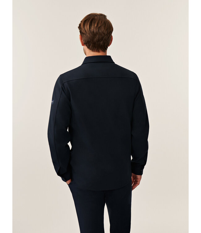Cavallaro Napoli Overshirt met Rits, Bamboe-blend, Stretch, Donkerblauw