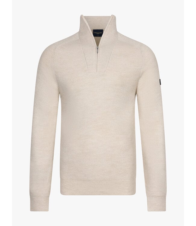 Cavallaro Napoli Trui, Half-Zip, Katoen Mix, Melange Kitkleur