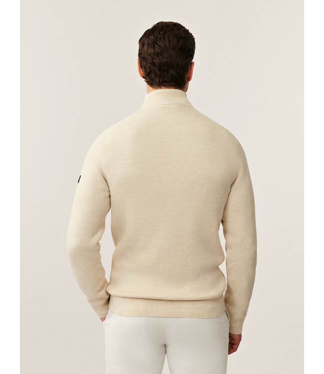 Cavallaro Napoli Trui, Half-Zip, Katoen Mix, Melange Kitkleur