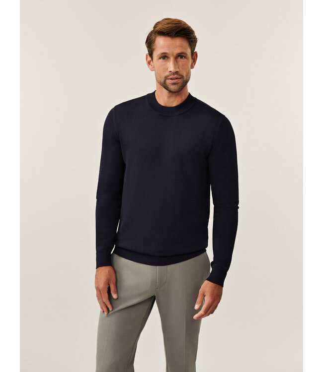 Cavallaro Napoli Trui, Turtle Neck, Viscose Mix, Donkerblauw