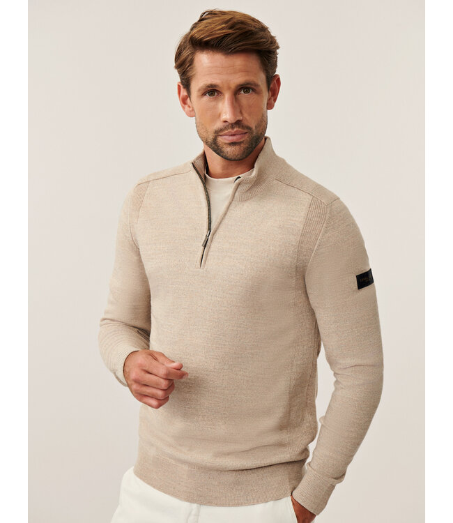 Cavallaro Napoli Trui, Half-Zip, Wol Mix, Kit Kleur