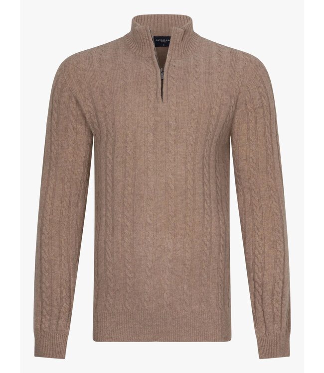 Cavallaro Napoli Trui, Half-Zip, Wol, Taupe