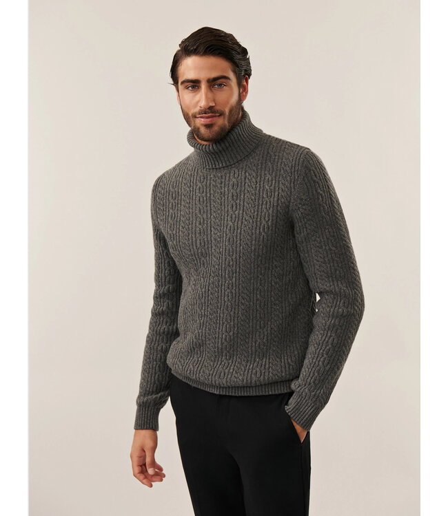 Cavallaro Napoli Trui, Coltrui, Kabelprint, Katoen Wol Mix, Grijs