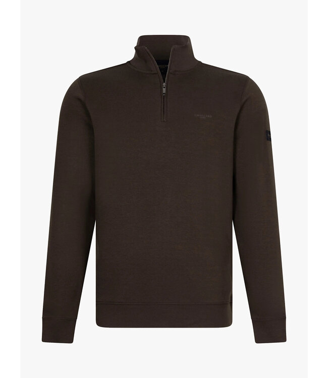 Cavallaro Napoli Trui, Sweater, Half-Zip, Katoen Mix, Bruin
