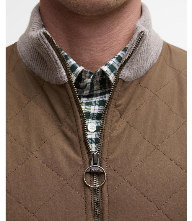 Barbour Bodywarmer met Rits, Gebreid met Quilted Front, Beige
