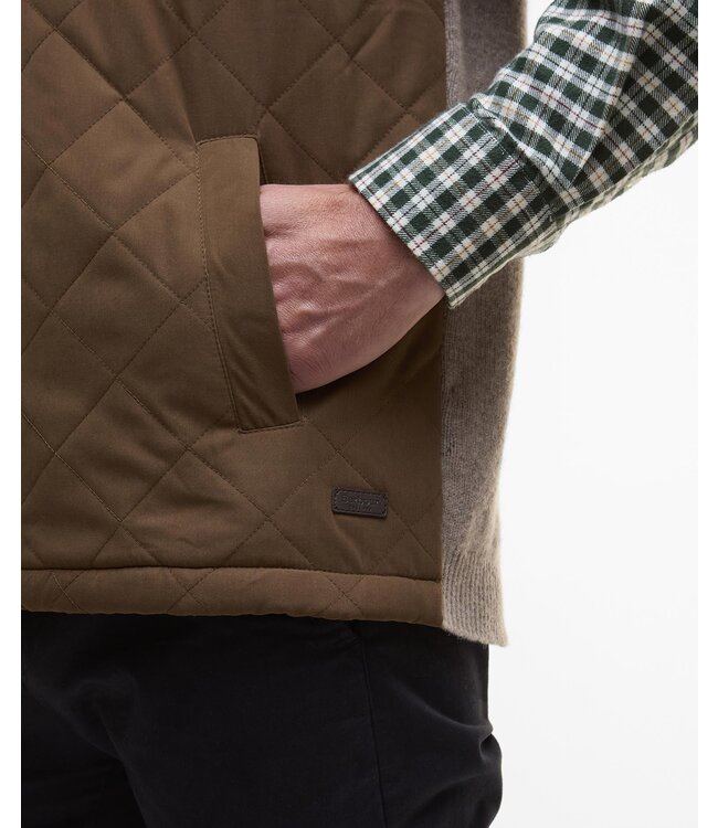 Barbour Bodywarmer met Rits, Gebreid met Quilted Front, Beige