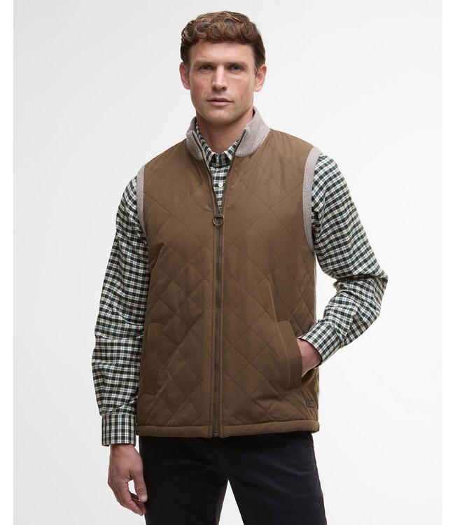 Barbour Bodywarmer met Rits, Gebreid met Quilted Front, Beige