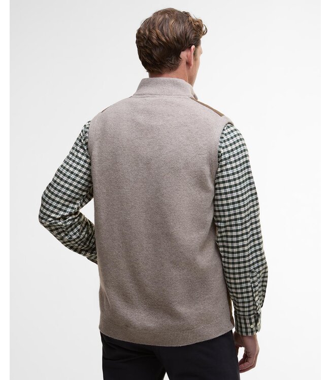 Barbour Bodywarmer met Rits, Gebreid met Quilted Front, Beige