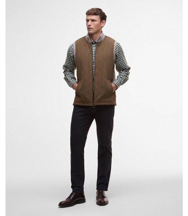 Barbour Bodywarmer met Rits, Gebreid met Quilted Front, Beige