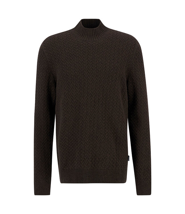 Barbour Trui met Opstaande Kraag, Structuur Knit, Bruin