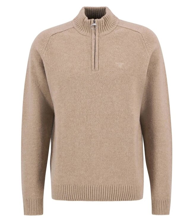 Barbour Trui, Half-Zip, Wol, Beige