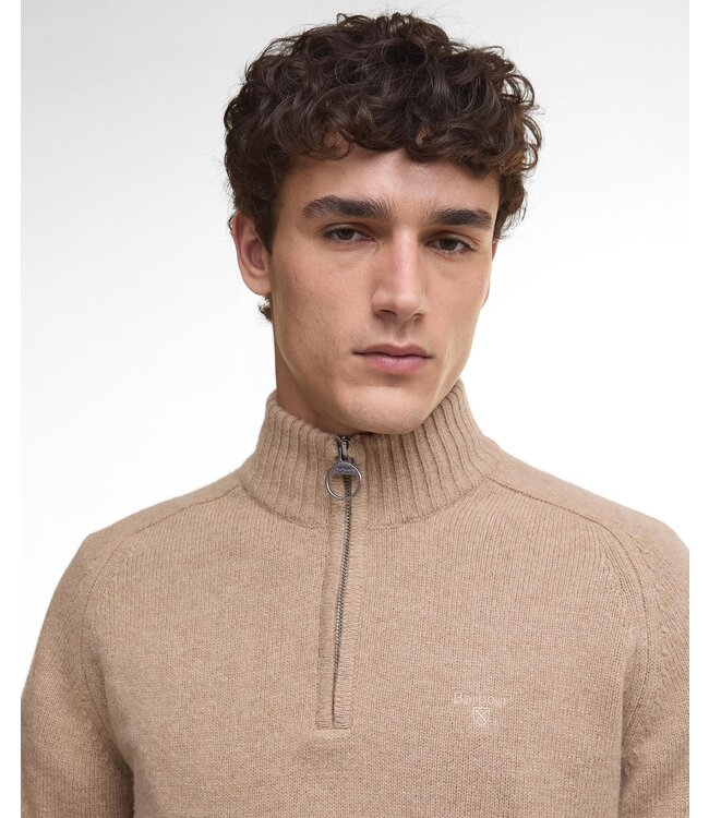 Barbour Trui, Half-Zip, Wol, Beige