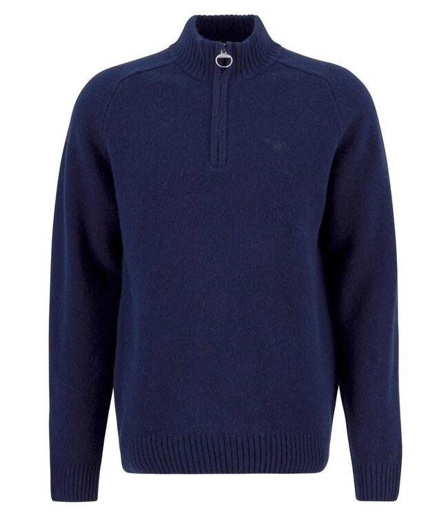 Barbour Trui, Half-Zip, Wol, Blauw Navy