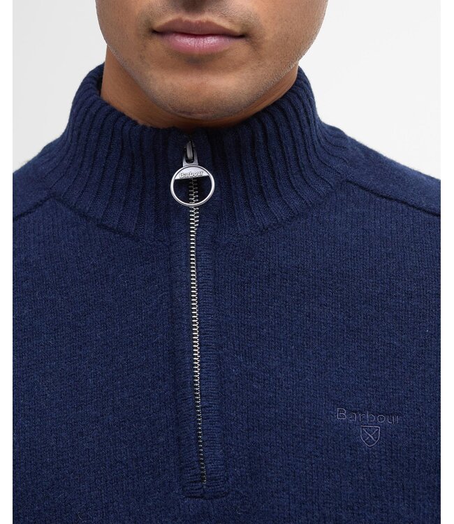 Barbour Trui, Half-Zip, Wol, Blauw Navy