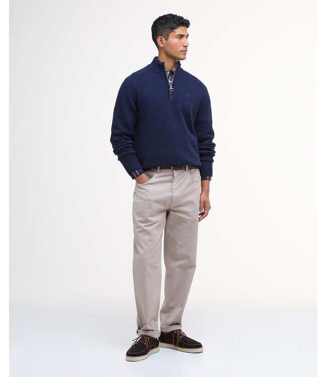 Barbour Trui, Half-Zip, Wol, Blauw Navy