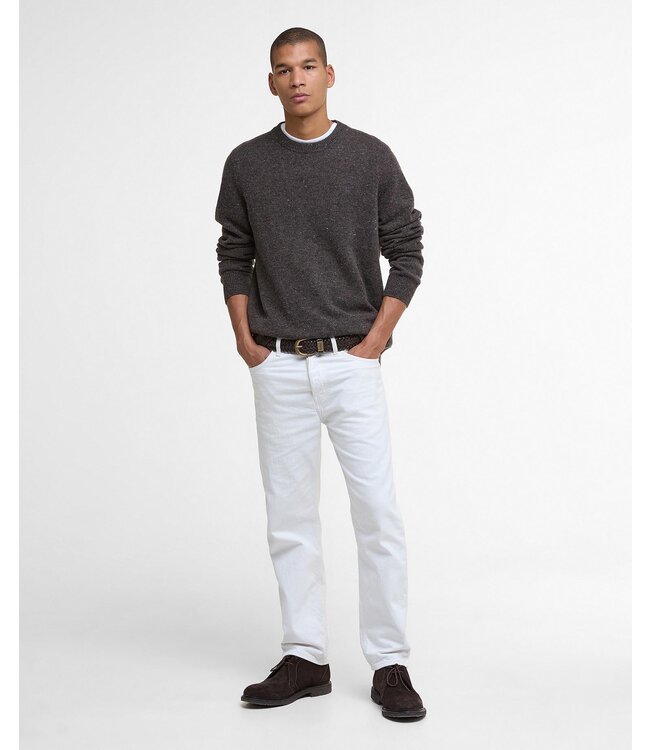 Barbour Trui, Wol, Donkerbruin Gemeleerd, Ronde Hals