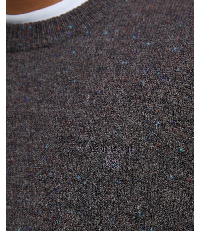 Barbour Trui, Wol, Donkerbruin Gemeleerd, Ronde Hals