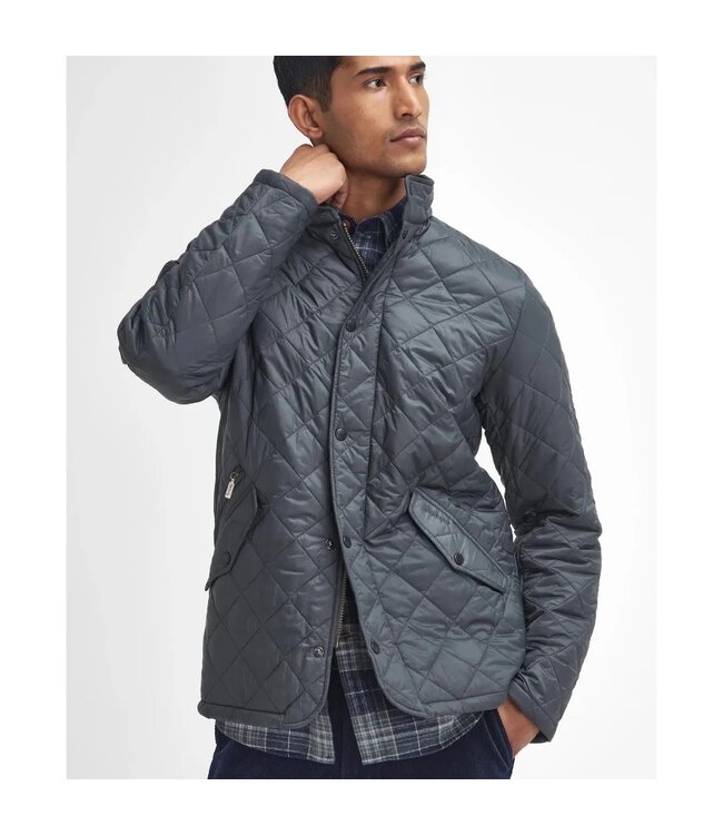 Barbour Jas, Quilted, Driekwart Model Flyweight Chelsea, Antraciet Grijs, Charcoal Grey