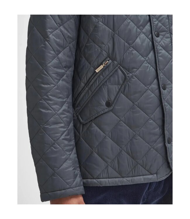 Barbour Jas, Quilted, Driekwart Model Flyweight Chelsea, Antraciet Grijs, Charcoal Grey
