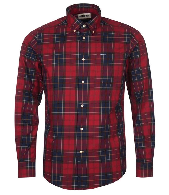 Barbour Overhemd, Tailored Fit, Katoen, Rood Blauw Tartan, Geruit