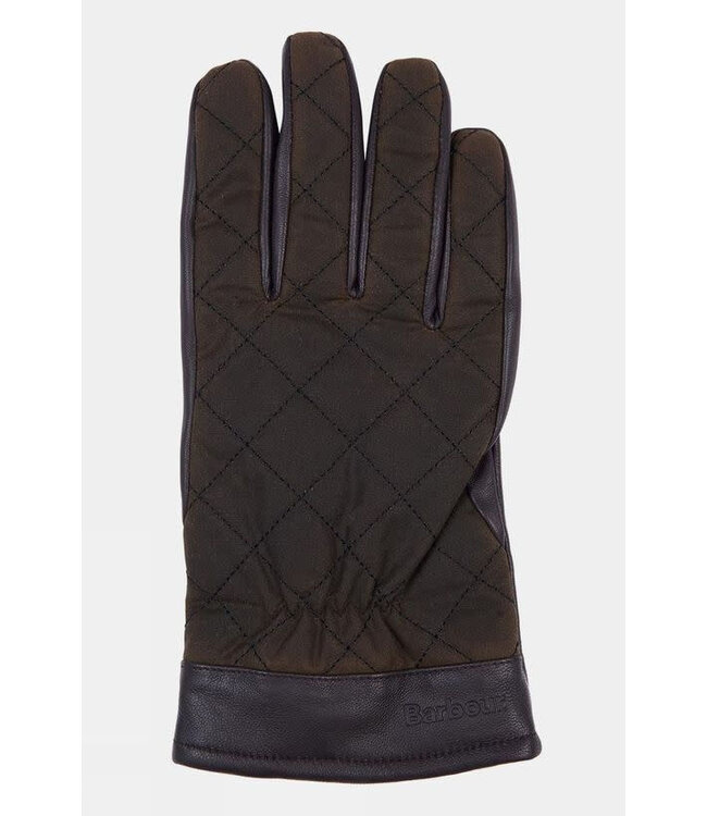 Barbour Handschoenen, Olijfgroen Wax, Bruin Leer Accenten