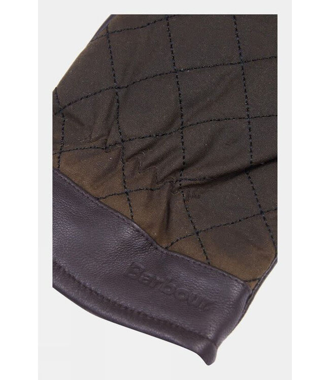 Barbour Handschoenen, Olijfgroen Wax, Bruin Leer Accenten