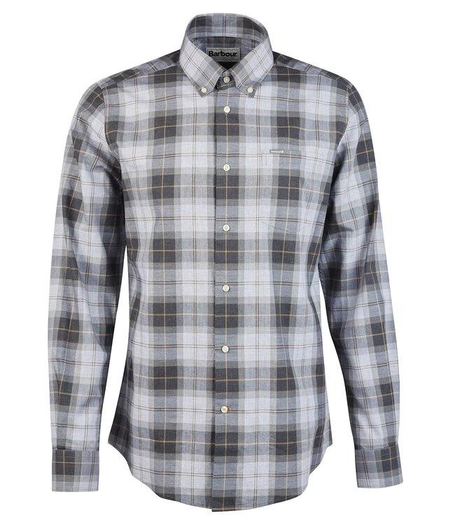 Barbour Tailored Fit, Overhemd, Katoen, Grijs Beige Tartan Ruit
