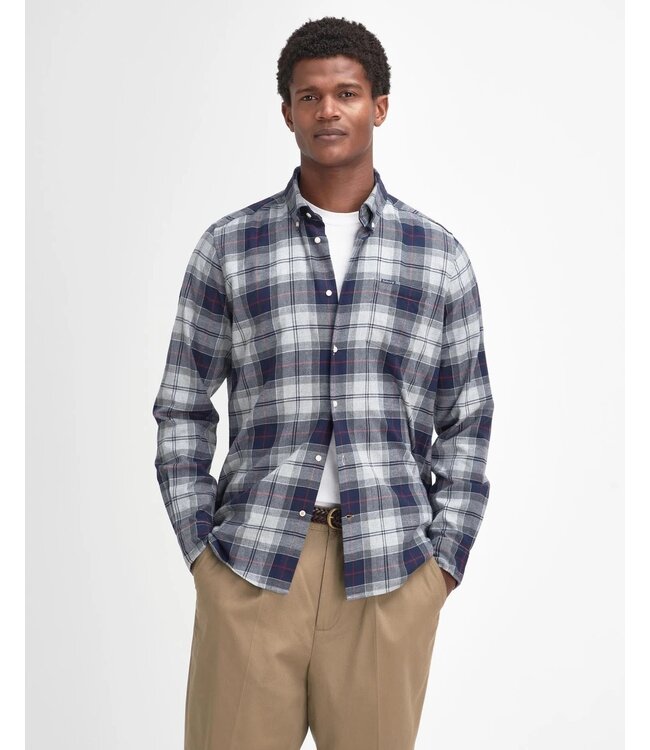 Barbour Overhemd, Tailored Fit, Flanel, Blauw Grijs Geruit