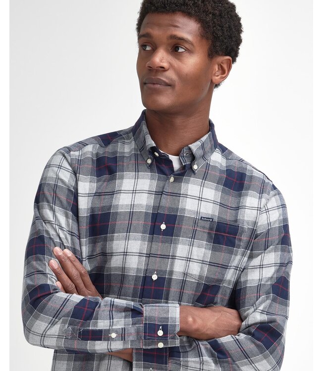Barbour Overhemd, Tailored Fit, Flanel, Blauw Grijs Geruit